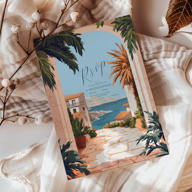 Cartons Réponse Côte d'Amalfi | Mariage Carreaux méditerranéens (Créateur téléchargé)