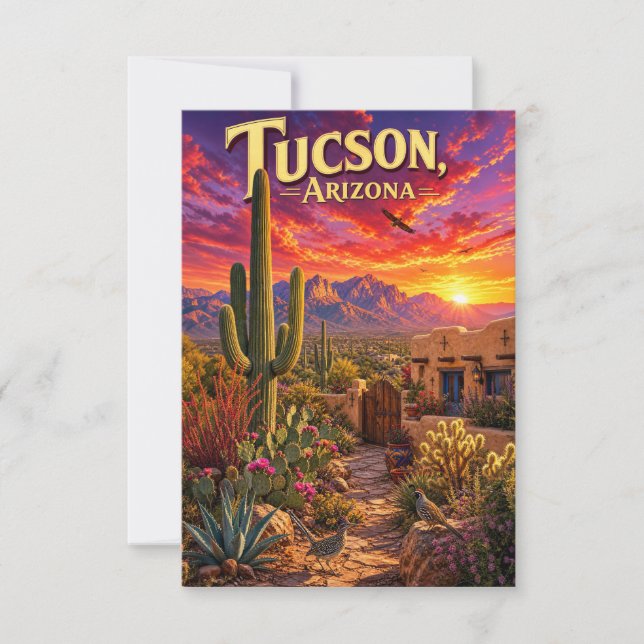 Cartons Réponse Coucher de soleil dans le désert de Tucson Arizona (Devant)