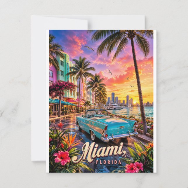Cartons Réponse Coucher de soleil sur le front de mer de Miami Flo (Devant)