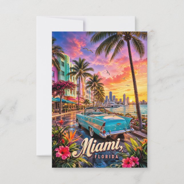 Cartons Réponse Coucher de soleil sur le front de mer de Miami Flo (Devant)