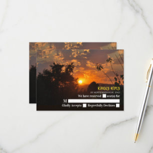 Cartons Réponse Coucher du soleil du soir, Mariage rustique