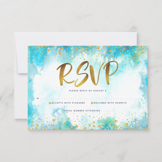 Cartons Réponse Couleur d'eau bleu turquoise Quinceañera (Devant)