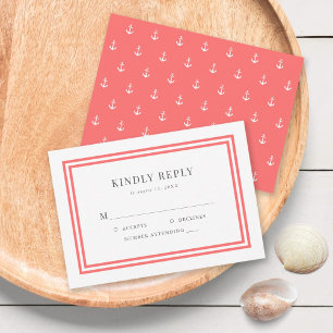 Cartons Réponse Couleur modifiable Mariage d'Ancres classique mode