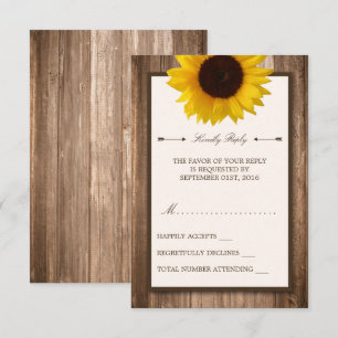 Cartons Réponse Country Tournesol rustique et mariage Brown en boi