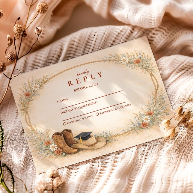 Cartons Réponse Country Wildflower Graduation Party (Créateur téléchargé)