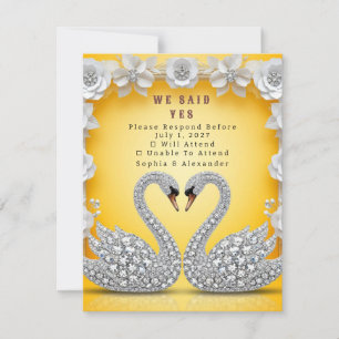 Cartons Réponse 🌺 Couple de cygnes de cristal Or Chaud Romance 💐