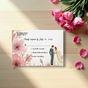 Cartons Réponse Couple romantique Aquarelle Florale Mariage été