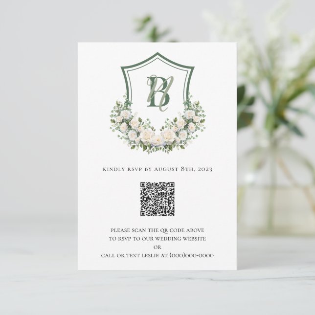 Cartons Réponse Couronne de fleurs blanches pour mariage (Debout devant)