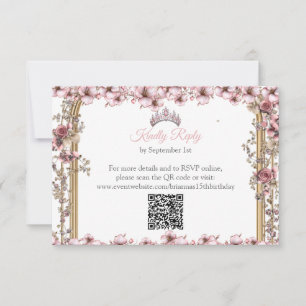 Cartons Réponse Couronne de fleurs de Quinceañera rose et argentée