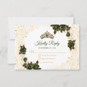 Cartons Réponse Couronne de Fleurs de Quinceañera Vert Émeraude Do