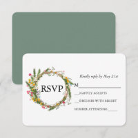 Couronne de mariage à fleurs sauvages aquarelle ve