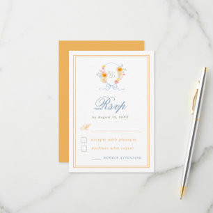 Cartons Réponse Couronne florale à ruban Monogramme Mariage de pri