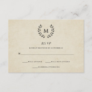 Cartons Réponse Couronne vintage de style français et monogramme R