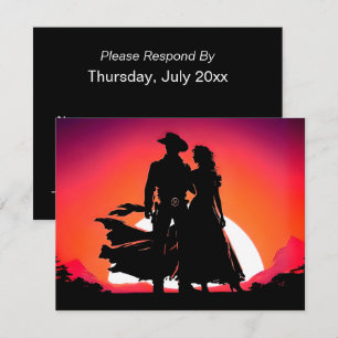 Cartons Réponse Cowboy et Cowgirl au coucher du soleil