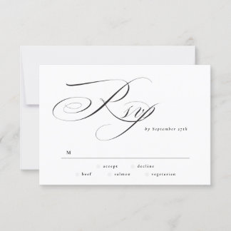 Cartons Réponse Cravate noire Mariage de calligraphie élégant