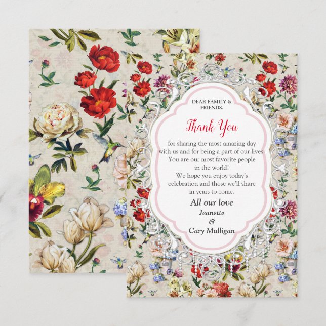 Cartons Réponse Création de l'aquarelle florale de l'époque victor (Devant / Derrière)