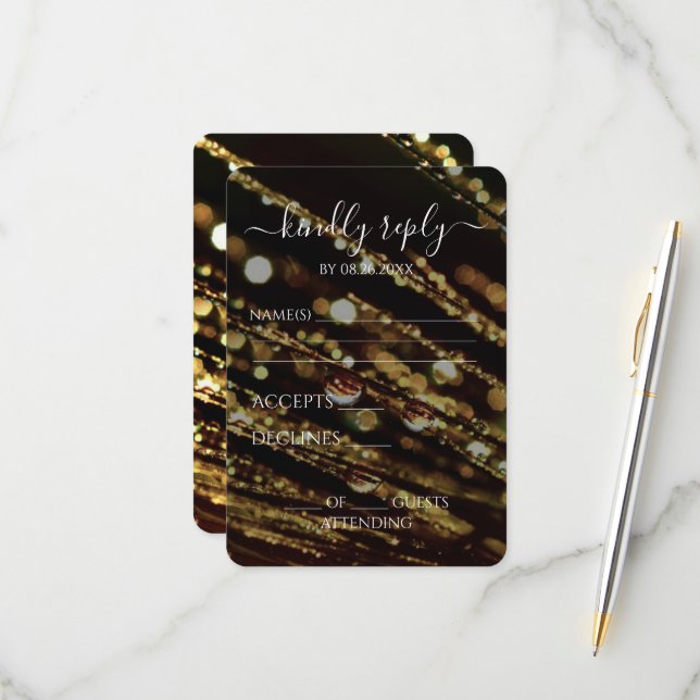 Cartons Réponse Créez votre propre - Bokeh Frosted Branches (Devant/Arrière en situation)