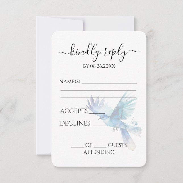 Cartons Réponse Créez votre propre oiseau d'aquarelle Indigo bleu (Devant)