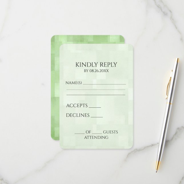 Cartons Réponse Créez votre propre texture Carré verte Lumière (Devant/Arrière en situation)