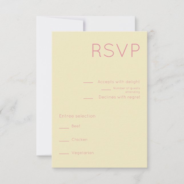 Cartons Réponse Crème simple et rose Mariage moderne du milieu du  (Devant)