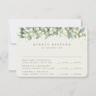 Cartons Réponse Crème Snowberry + Eucalyptus Mariage Multi-Événeme