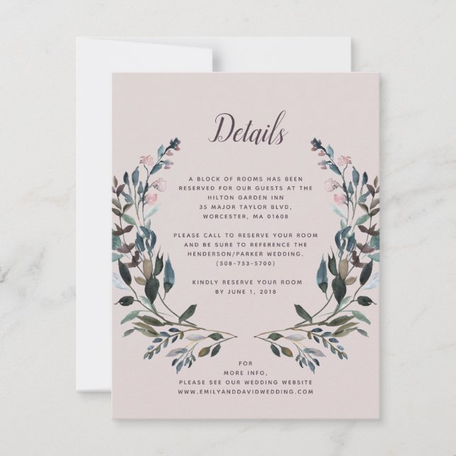 Cartons Réponse Crest jardin | Mauve Purple Mariage Détails de l'h (Devant)