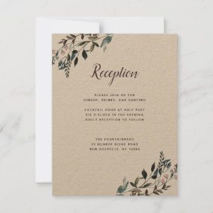 Cartons Réponse Crest jardin   Rustic Kraft Wedding Réception Info