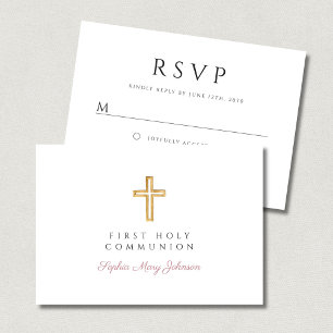 Cartons Réponse Croix religieuse fille rose Première communion