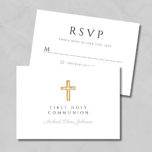 Cartons Réponse Croix religieuse vert sauge moderne Première Commu
