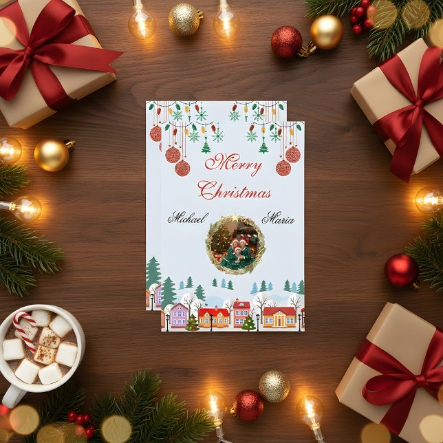 Cartons Réponse Custom Christmas Family Photo Card – Editable (Créateur téléchargé)