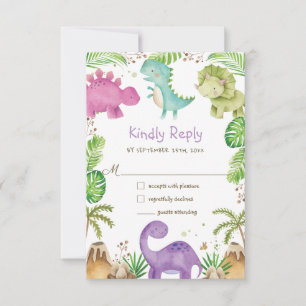 Cartons Réponse Cute Friendly Dinosaures Baby shower 1er anniversa