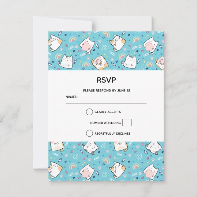 Cartons Réponse Cute Kitty Chat Motif Whimsical (Devant)
