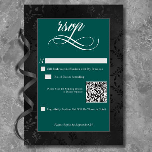 Cartons Réponse Dark Gothique Noir Floral Satin Damask Mariage Tur