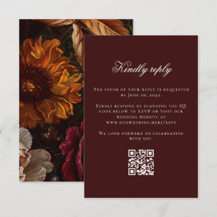 Cartons Réponse Dark Moody Baroque Flowers Mariage de automne en l