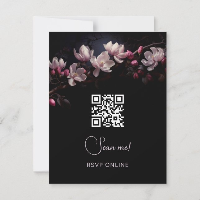 Cartons Réponse Dark Moody Floral Wedding | Scan Me  (Devant)