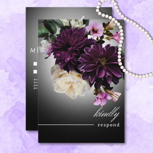 Cartons Réponse Dark Moody Midnight Purple Floral Romance Détails