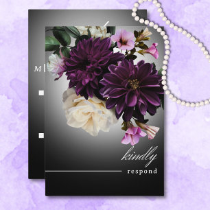 Cartons Réponse Dark Moody Midnight violet romance florale QR Code