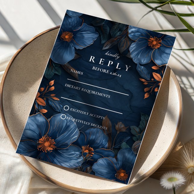 Cartons Réponse Dark Navy Botanical Romance (Créateur téléchargé)