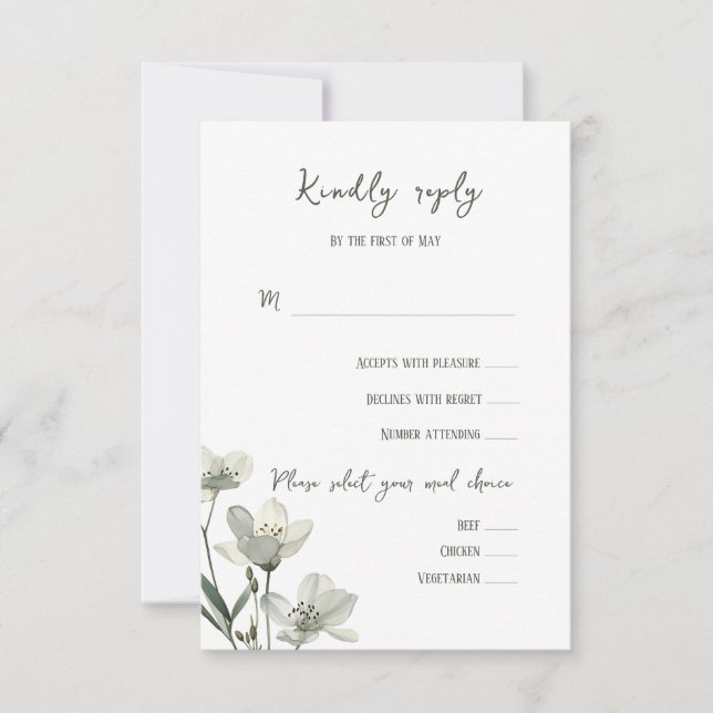 Cartons Réponse Dark Sage Green Botanical Wedding (Devant)