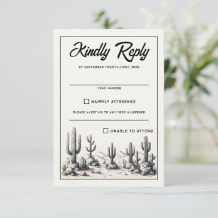 Cartons Réponse Décontracté Mariage Cactus