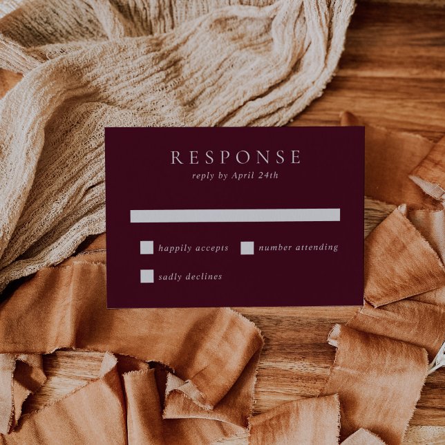 Cartons Réponse Deep Burgundy Elegant Classic Wedding (Créateur téléchargé)