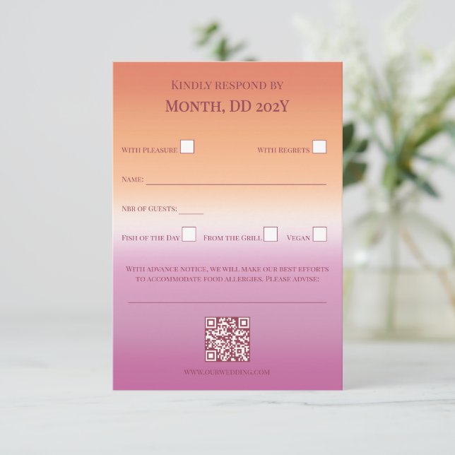 Cartons Réponse Dégradé du drapeau de fierté du mariage lesbien (Debout devant)