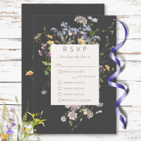 Délicat Boho Wildflowers Charcoal Trois Dîners