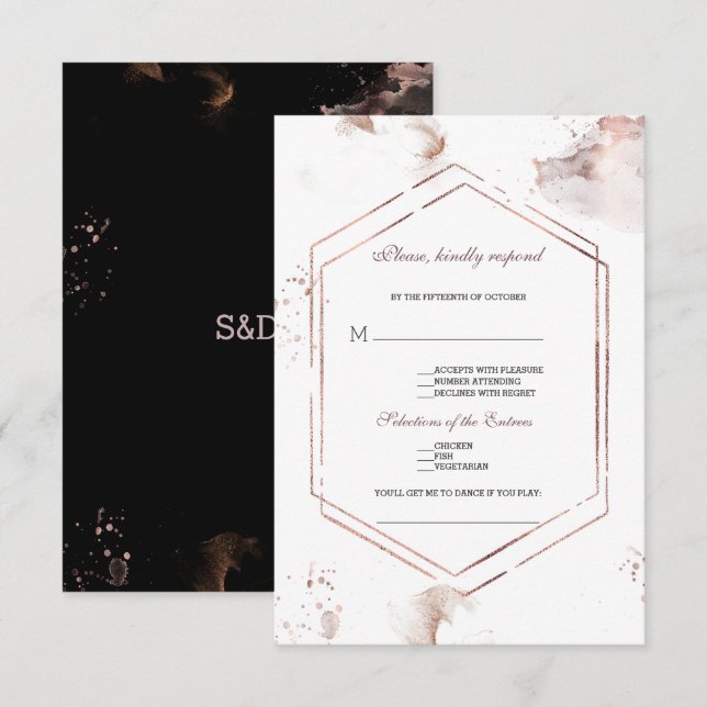 Cartons Réponse Demande de chanson de mariage avec cadre lavé de p (Devant / Derrière)