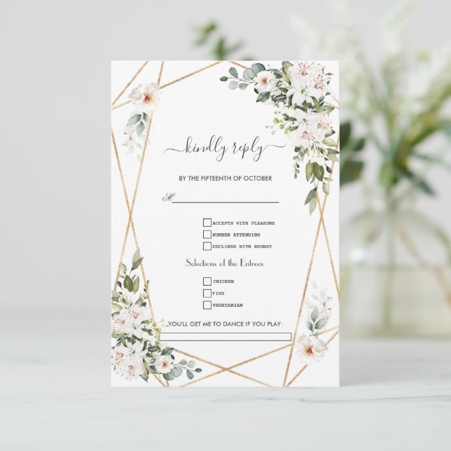 Cartons Réponse Demande de chanson de mariage Lys Impériaux Blancs (Debout devant)
