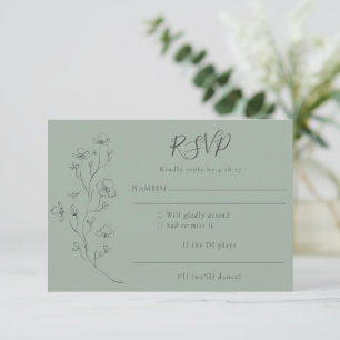 Cartons Réponse Demande de chanson Sage Green Floral Line Art Mari