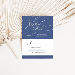 Cartons Réponse Denim Romantique Blue Calligraphie Simple