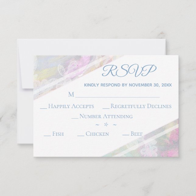 Cartons Réponse *~*Dentelle florale Vintage Mariage romantique (Devant)