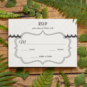 Cartons Réponse Dentelle noire sur mariage blanc personnalisé