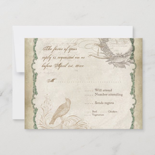 Cartons Réponse Dentelle Vintage Rose - Aqua Blue (Devant)